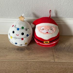 4” Christmas Squishmallow set-Santa and white Christmas tree